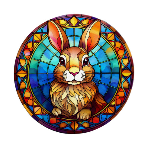 Rabbit Circular Glass Suncatcher Worktop Saver